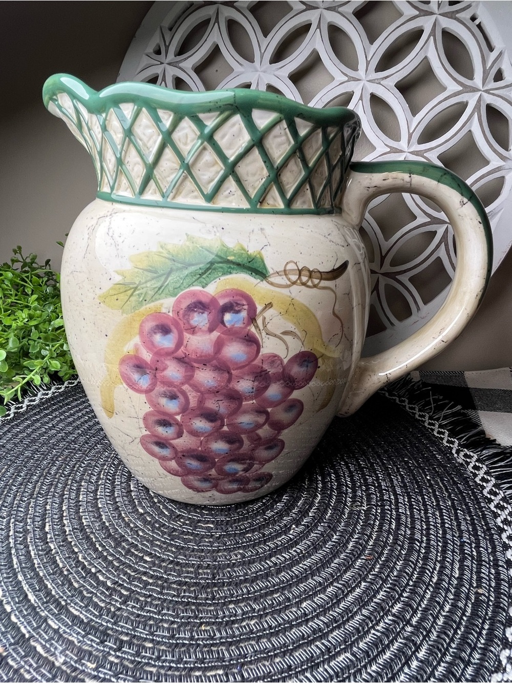 Vintage Large Pitcher-Richard Waites Cornucopia MM Portugal Hand Painted Design